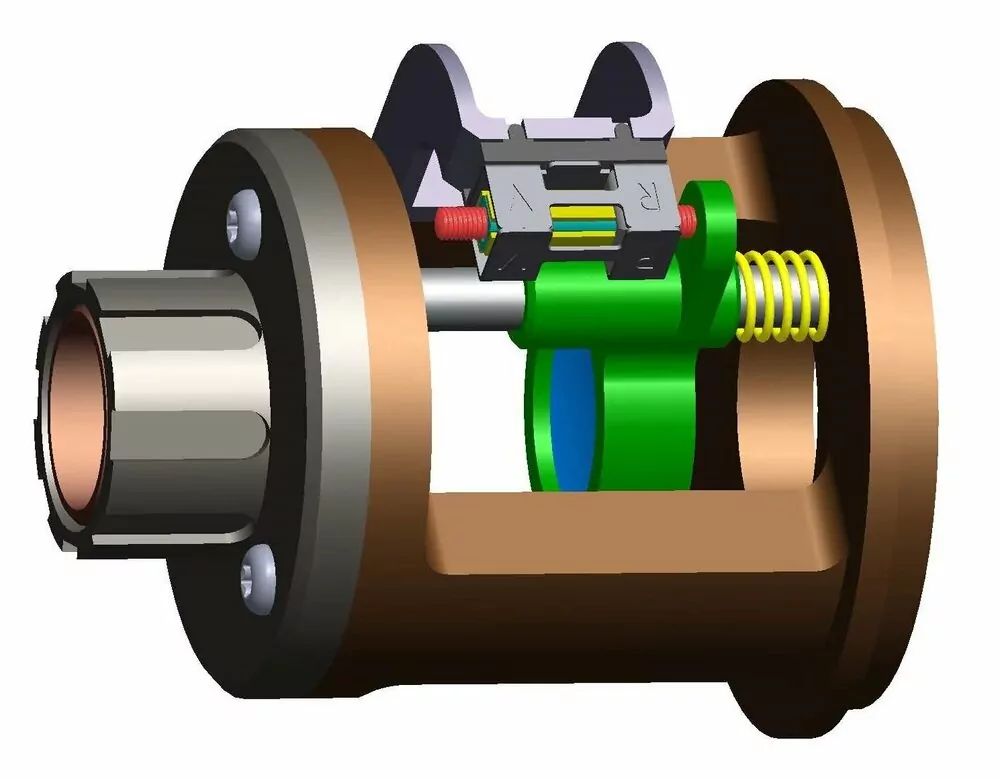 The actuator creates linear movement of a rod and a return spring ensures a force-closure