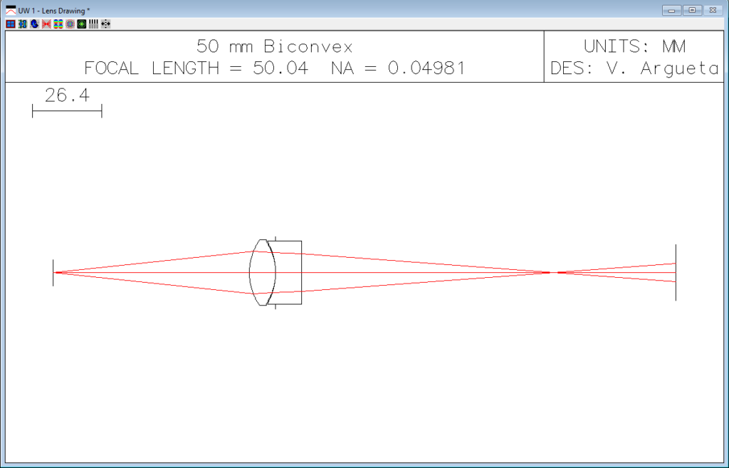 Figure 2. 50MM AChrometic Doublet with minimum chromatic aberration