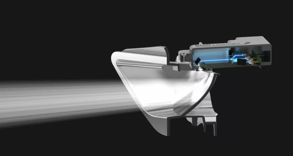 Figure 2. Basic schematics of a laser-based headlight.  Image from press.bmwgroup.com