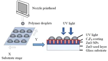 These drops are then exposed to UV light solidifying the polymer to the desired shape.