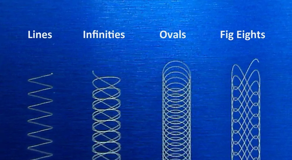 Figure 2. Different wobble patterns for industrial welding.  Image from pmdi.com